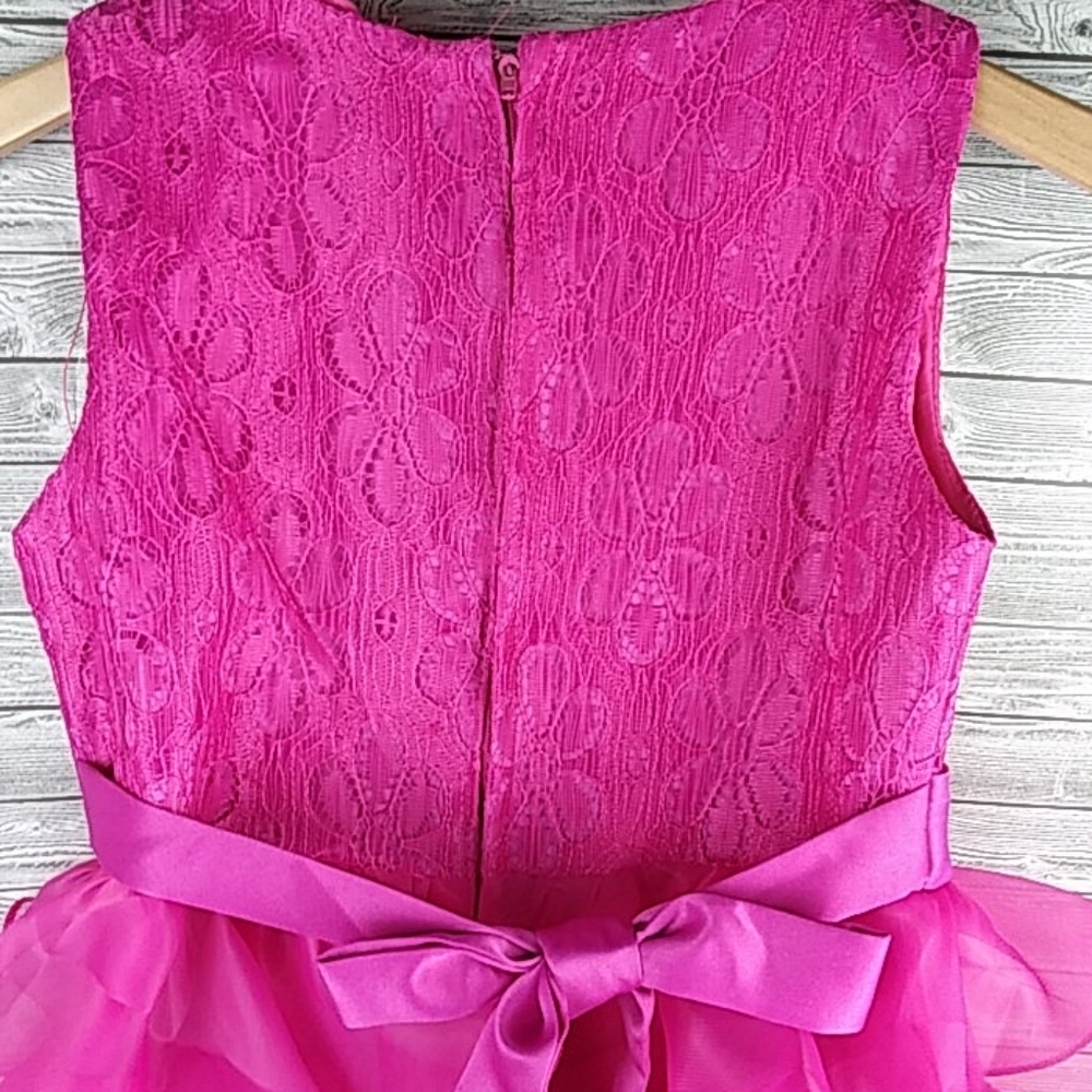 Tier Ruffled fuchsia gemstone gown dress - Picture 6 of 11